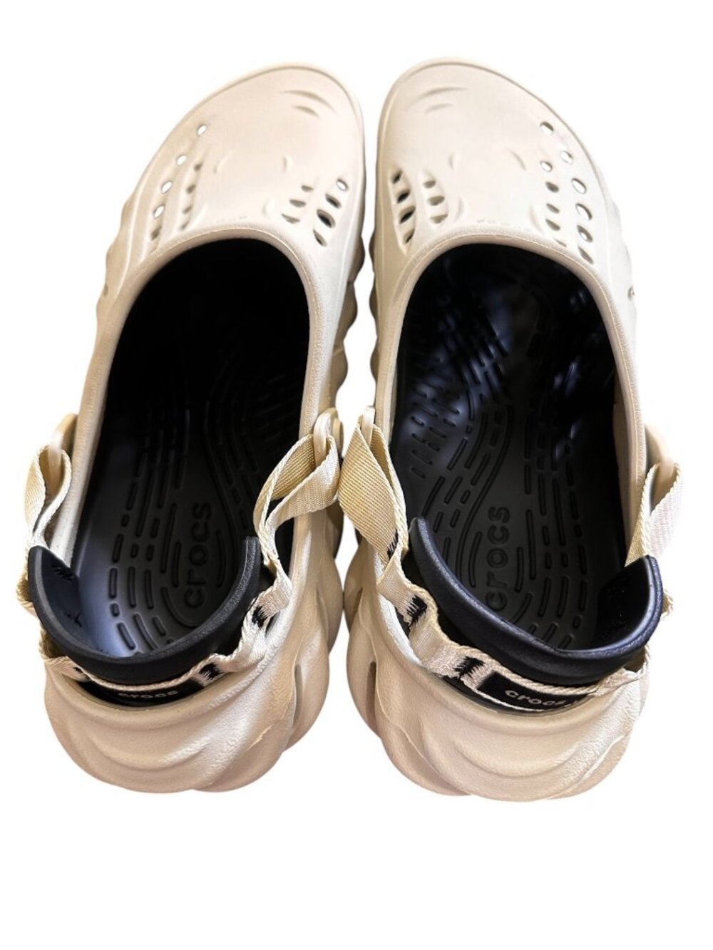 CROCS Platform Echo Clog Mens 13 Beige Comfort Slip On Workwear Casual Slippers - Picture 5 of 15